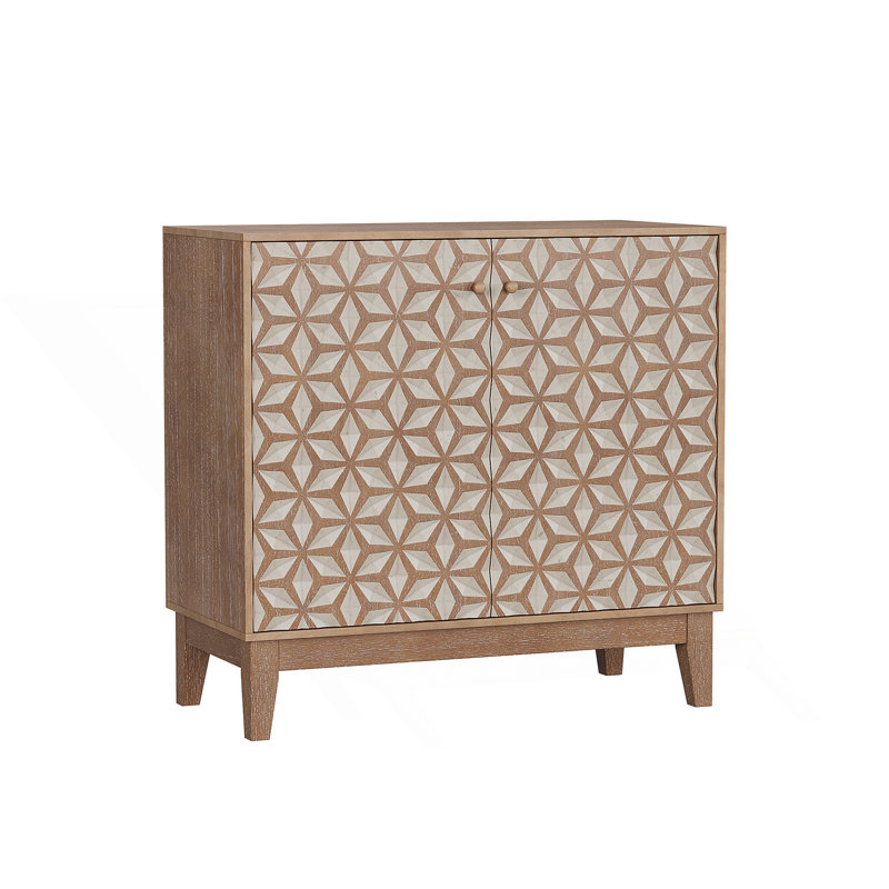 Geometric Design Sideboard With Adjustable Shelves
