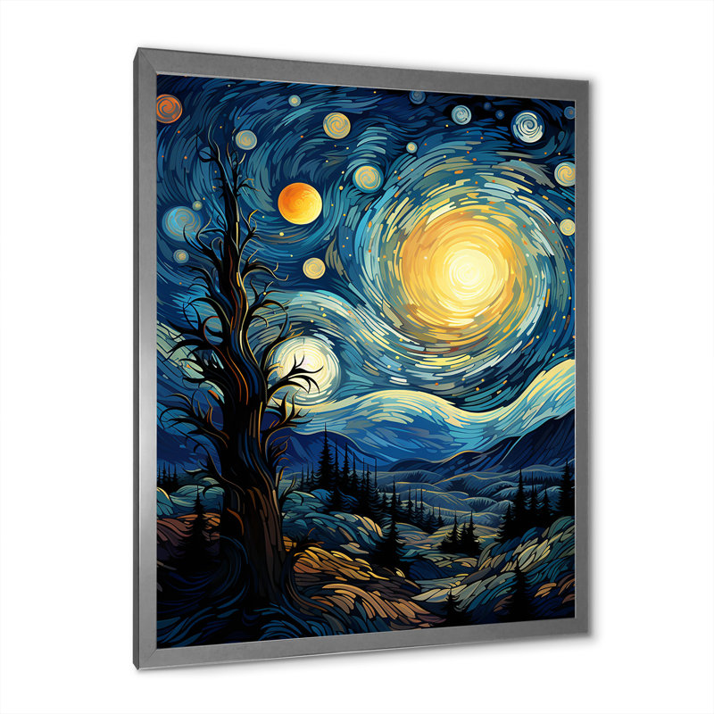 «Chisnell The Starry Night Over The Rhone III», reproduction sur toile, H 32 po x l 24 po x P 1 po, Cadre photo argenté