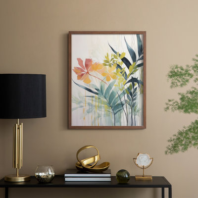 Pink and Yellow Floral Elegance II Framed Print - Solid Wood