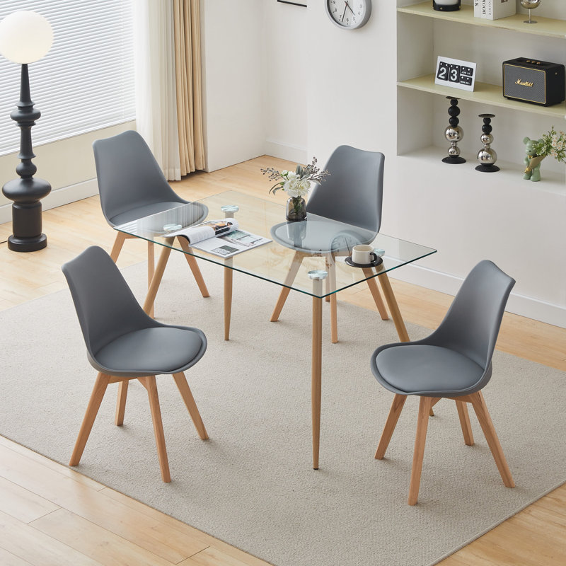 Kern Glass Top Metal Base Dining Table