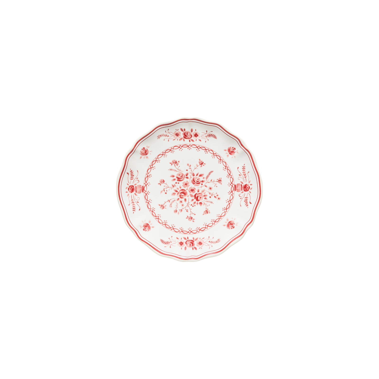 Vila Appetizer Plates, White/Red