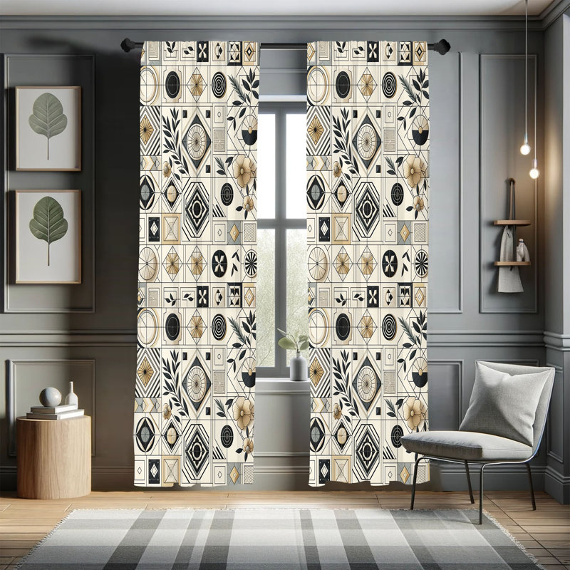 Paire de rideaux coquille d'œuf gris foncé East Urban Home, L 56 po x L 95 po