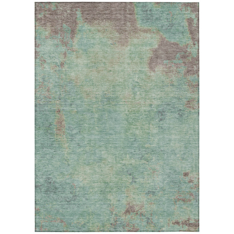 Machine Washable Indoor/Outdoor Cinead ACN1710 Seafoam Rug, Rectangle 9' x 12'