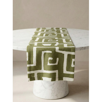 Turquoise Nomad Maze Indoor Outdoor Table Runner 14x72