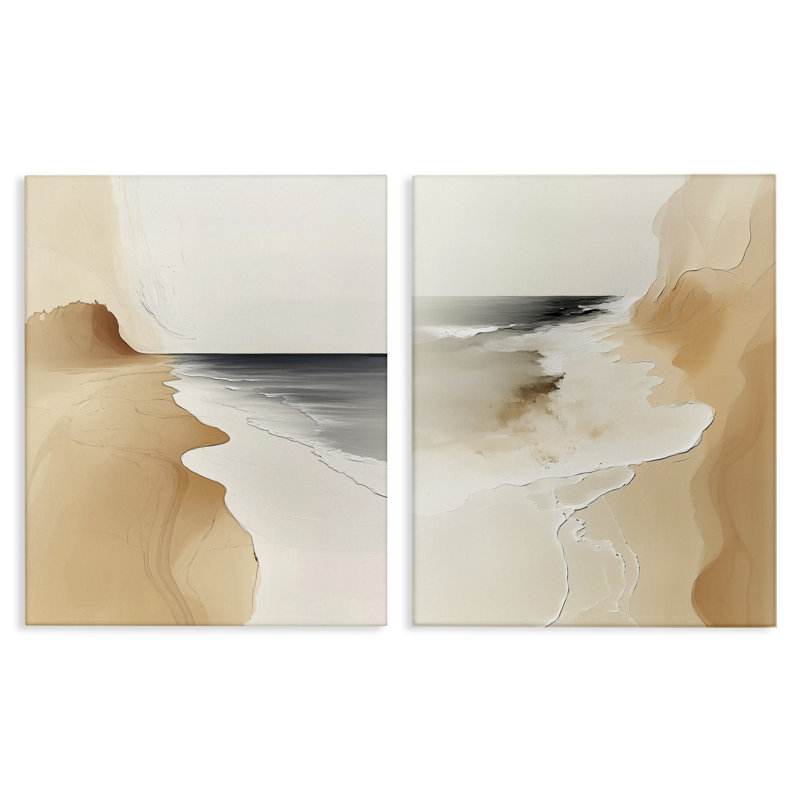 «Abstract Beach Dunes», ensemble de 2 toiles d'art mural, design par Annabelle Hall, 20" H x 16" W
