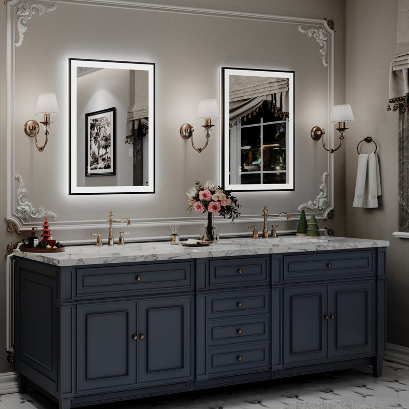  Lunara UL Certified Metal Framed Front Light & Backlit Memory LED Light Bathroom Vanity Mirror with 3 Year Warranty