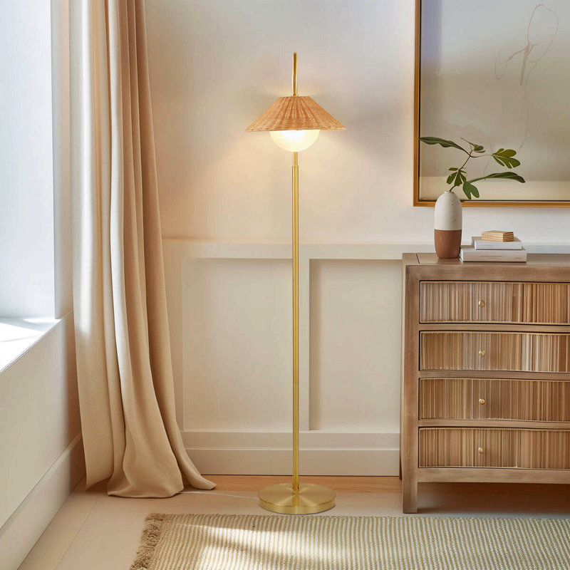 Rattan Weave Shade Floor Lamp Gold/Natural See Below