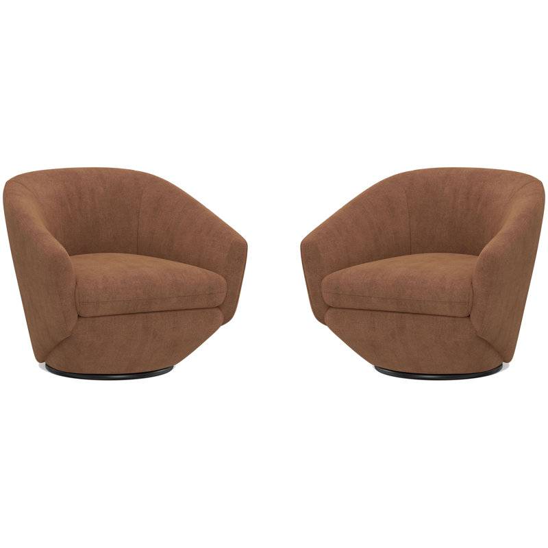Jeryka Upholstered Swivel Club Chair Two Pack