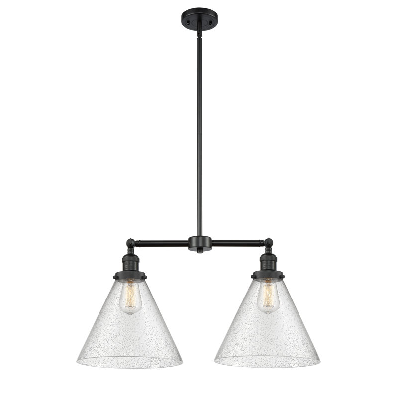 Runkle 2 - Light Kitchen Island Pendant, 6 Watt Vinage LED Bulb, Seedy, Satin Gold