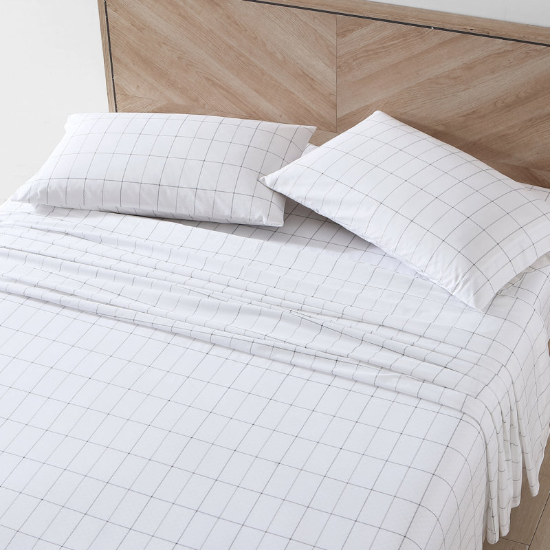 Shasta Lake Cotton Percale Standard Sheet Set, Full Sheet Set with 2 Pillowcases, Northern Plaid