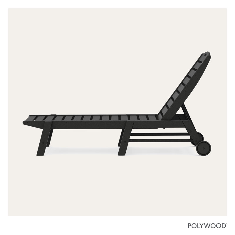 Lakeside POLYWOOD Nautical Chaise with Wheels, Black