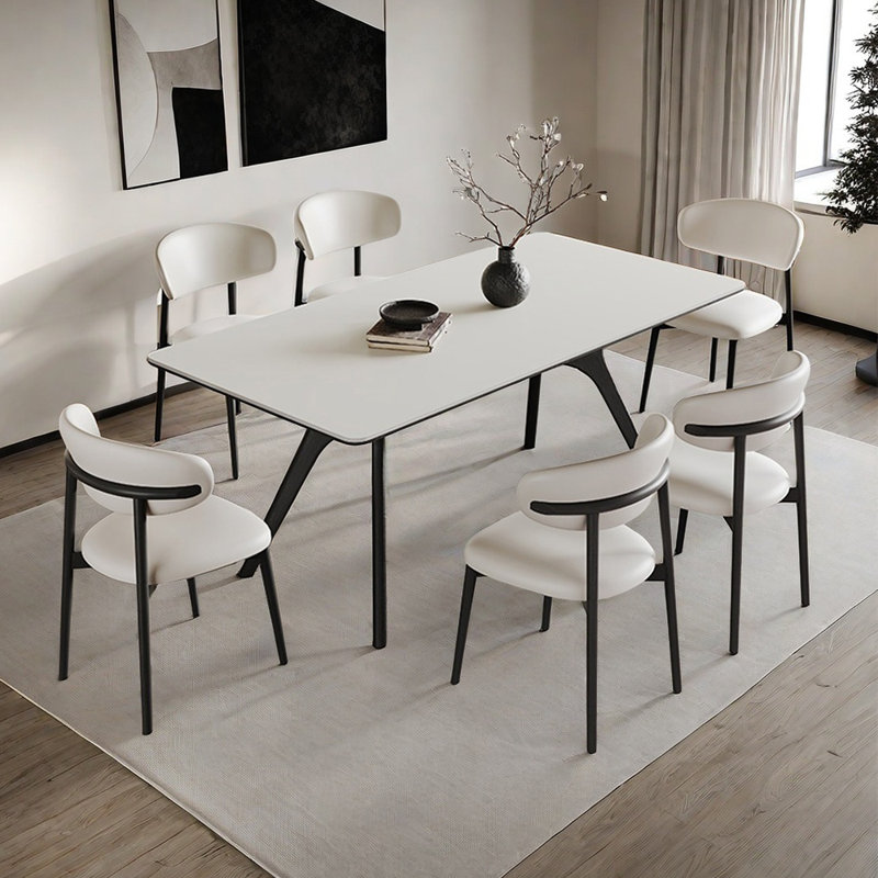 French vintage rectangular dining table set, 29.5"H x 59"L x 31.5"W