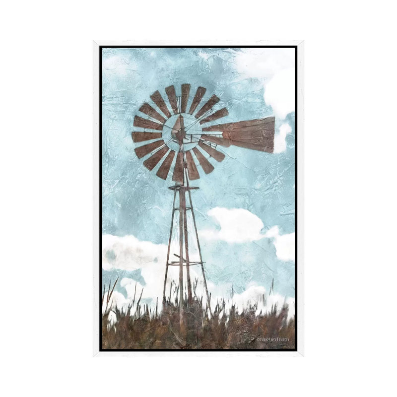 Windmill 1 Piece Painting on Canvas, 101.6 cm H x 66.04 cm W, White Framed