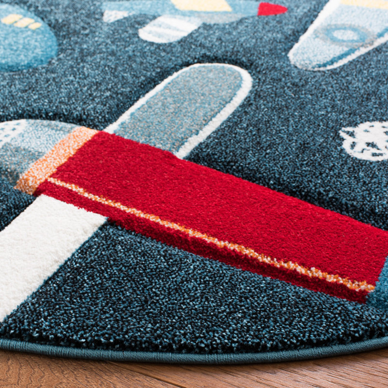 Tapis bleu marine / ivoire Glantz, Rond 3 pi