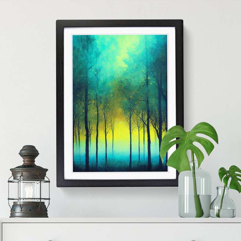 Spring Forest Smoke Art 1 Piece Single Picture Frame Wall Art, 34cm H x 25cm W x 2cm D, Black