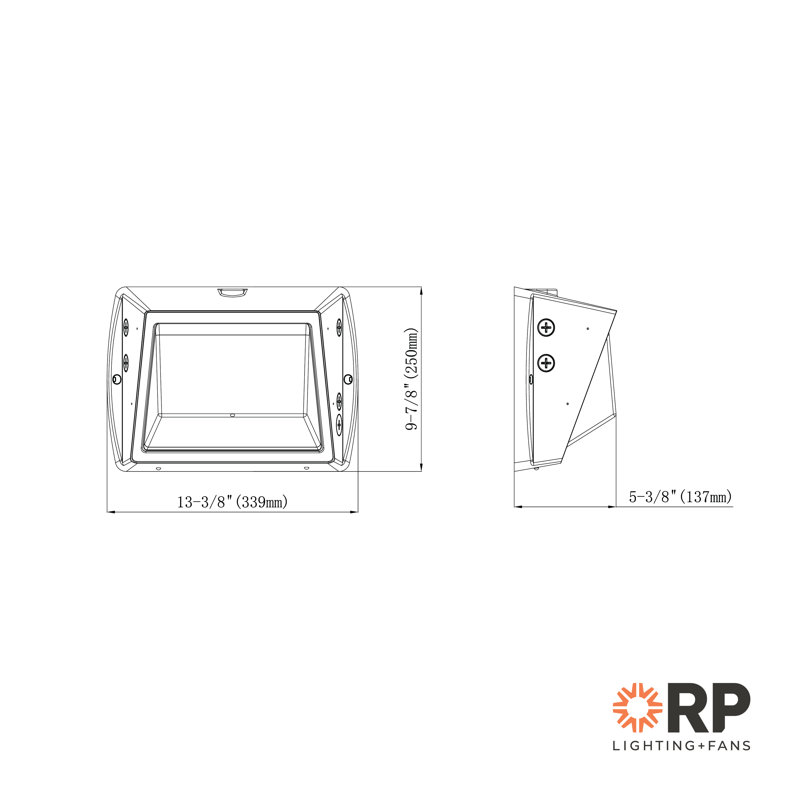 Ensemble mural RP Lighting avec demi-coupe