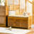 Bamboo Shoe Bench with Storage Cabinets and Seating Cushion - Entryway Organizer