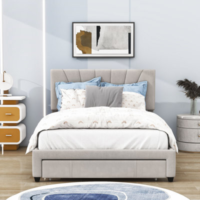 Gritton Queen Drawer Velvet Upholstered Platform Bed -  Everly Quinn, 0A49C0600E63412CA07328E4011EAA0F