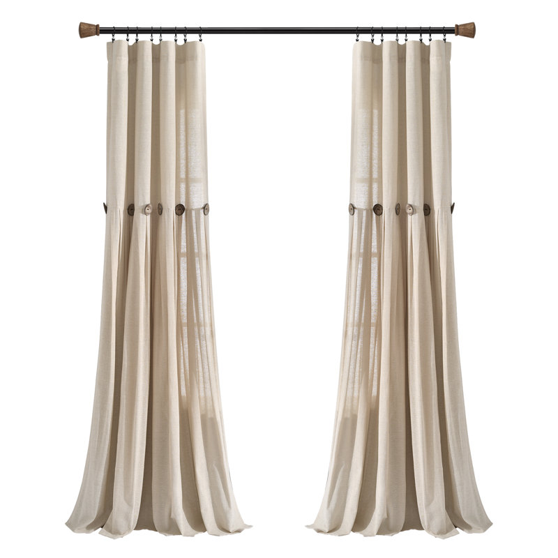 Dark Linen Pleated Cotton Blend Light-Filtering Window Panel