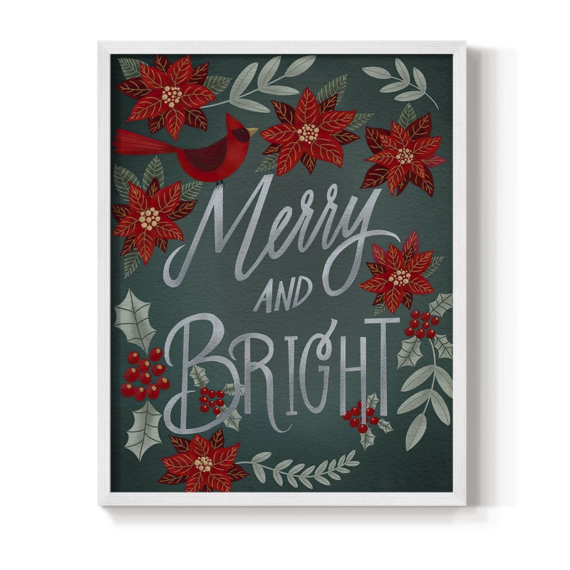 «Red Flowers Christmas I», reproduction encadrée - bois massif, H 11 po x l 9 po, Blanc