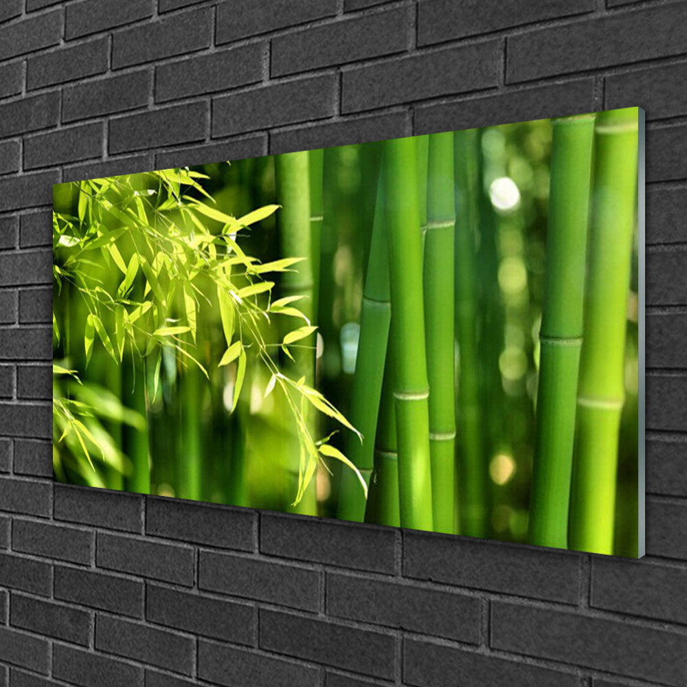 Glasbild Bamboo Leaves Floral