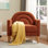 Chaise d'appoint moderne avec dossier d'inspiration arc-en-ciel, lin ocre