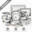 Waterside 80pc Grey Heart Porcelain & Cutlery Combo Dinner Set