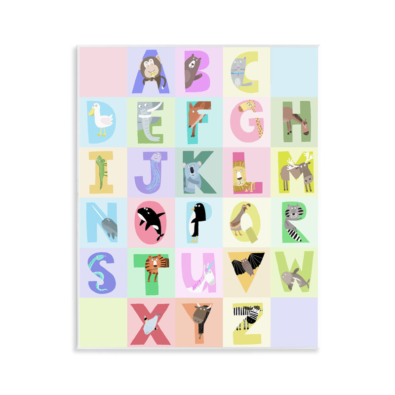 Plaque murale «Animal Alphabet in Pastels», design par Carla Daly, Rose