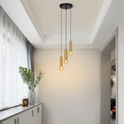 Aiyan 3 - Light Gold Cylinder Pendant