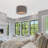 14"W Silver Metal Pendant Light with Fabric Shade