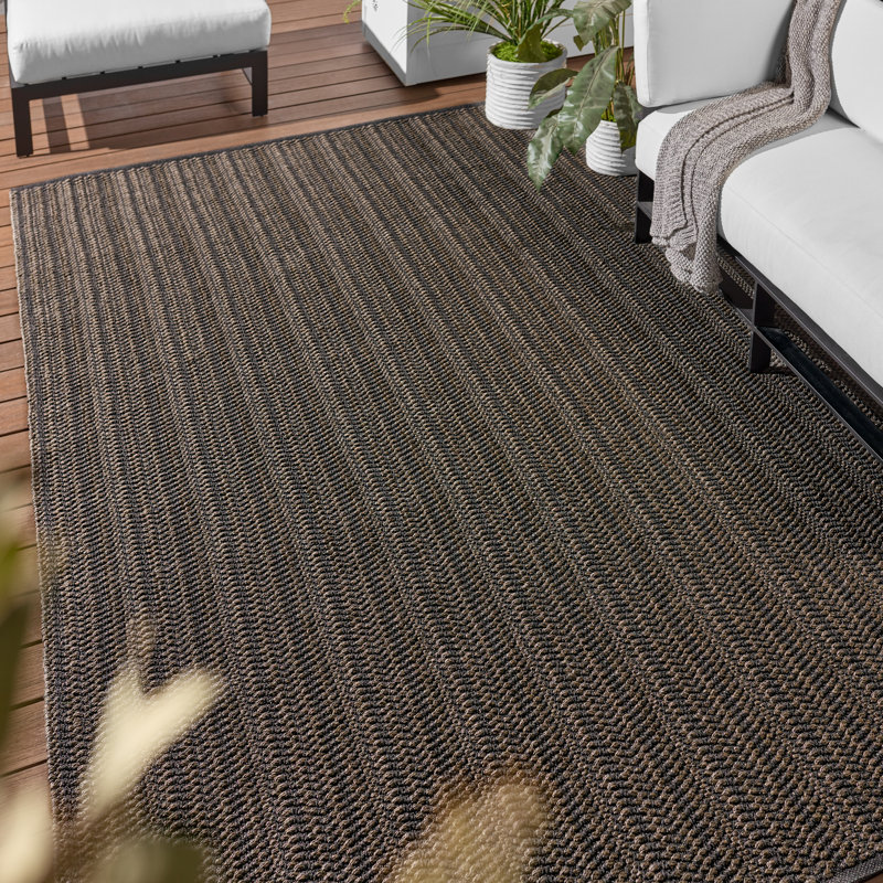 Striped Area Rug in Gray/Charcoal, Rectangle 9' x 12'