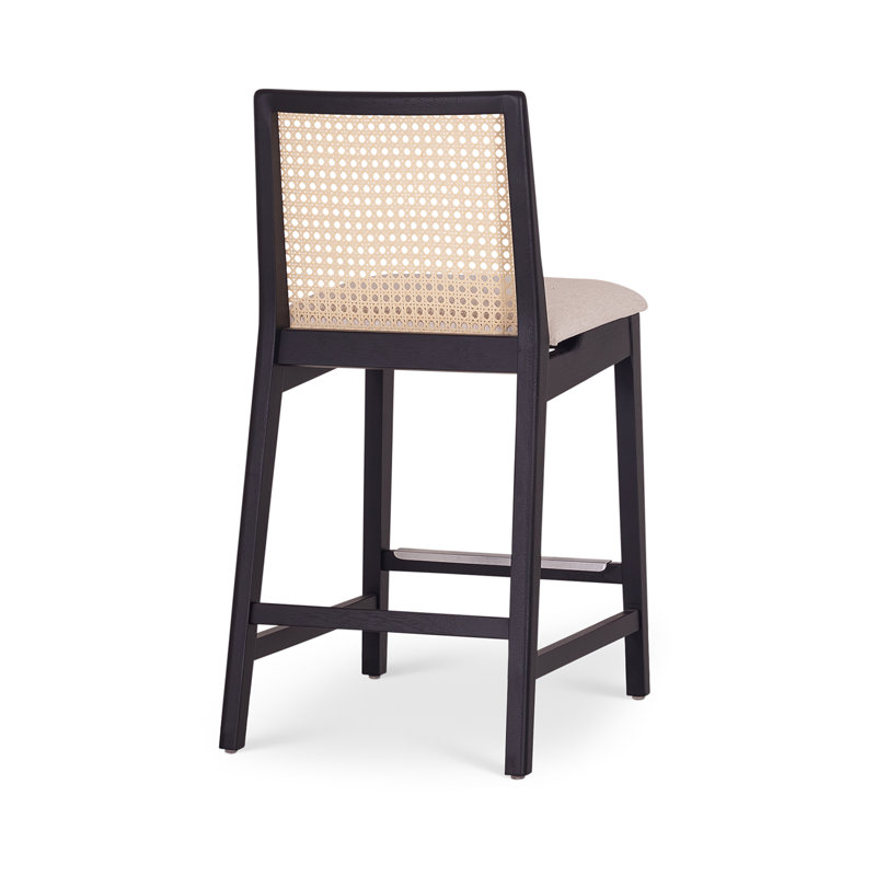 Modern Brazilian Nardia Cane Bar Stool, Counter Stool (25.5" Seat Height), Medley Ivory/Ebano/Natural