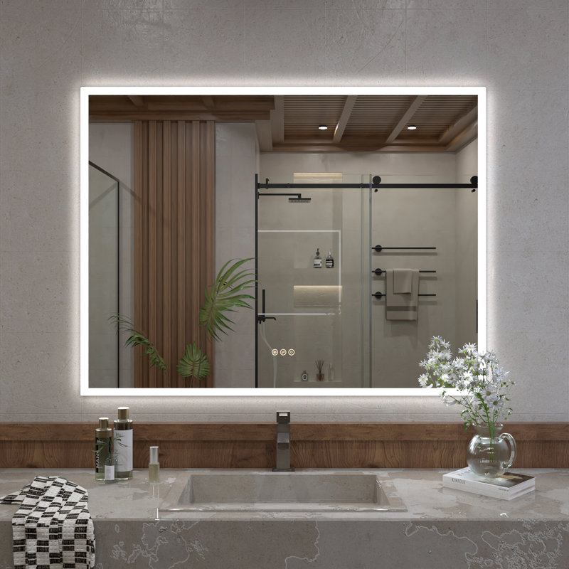 Musci 48 in. W x 36 in. H Rectangular Frameless LED Wall Bathroom Vanity Mirror, 36" x 48"
