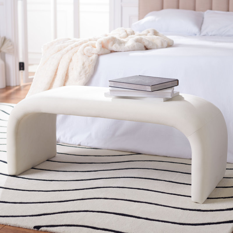 Banc rembourré Andee, Velours crème