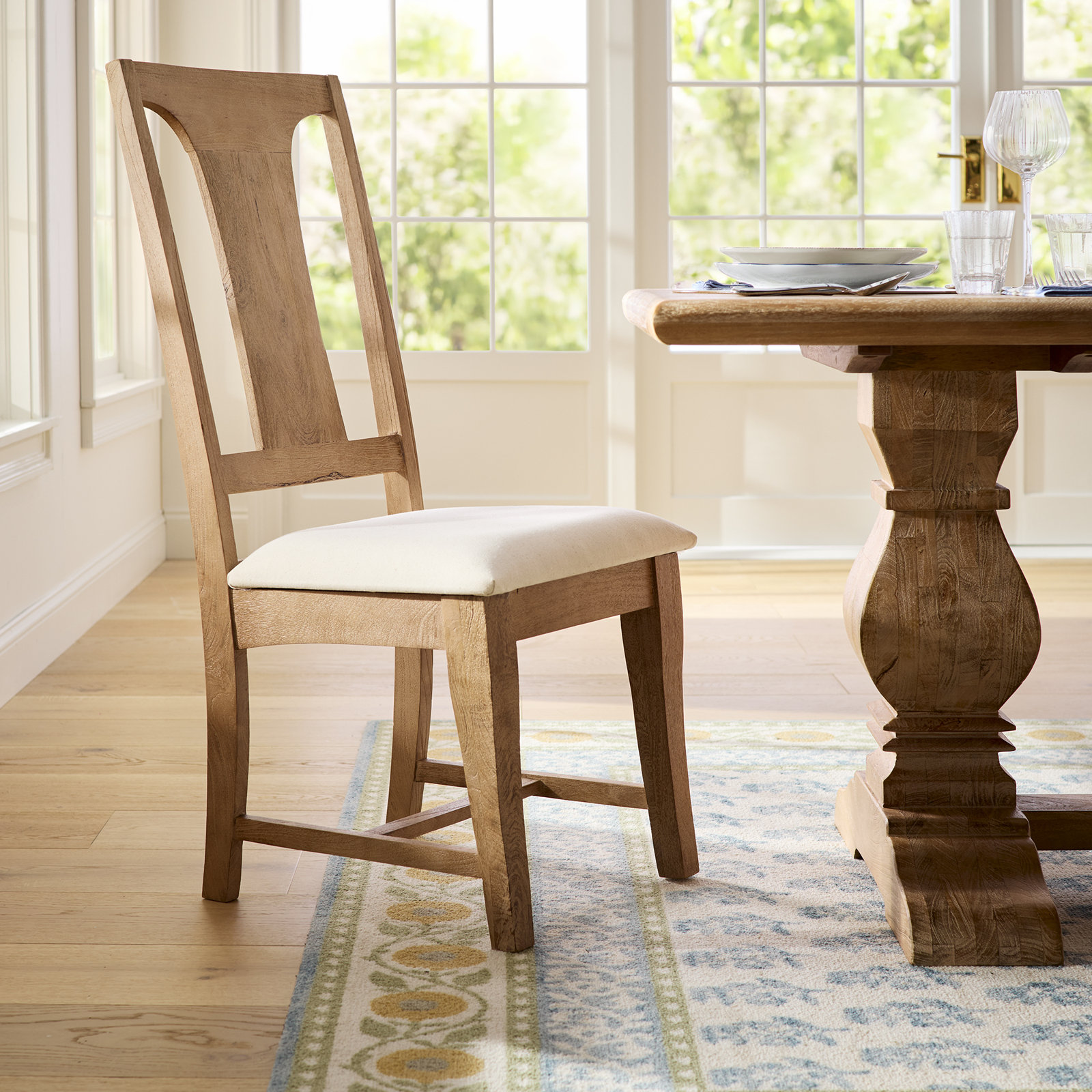 Lyons Dining Chair, Beige, Antique Oak