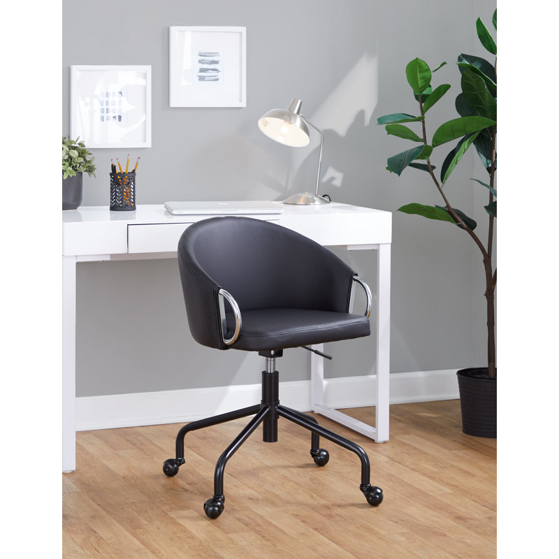 Willa Arlo™ Interiors Audwine Office Chair, Faux Leather, Black, Chrome