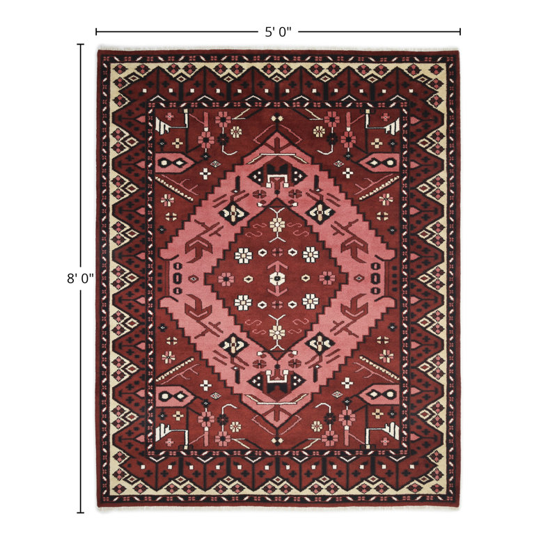 Sahara Oriental Area Rug in Red/Brown/Black/Beige, Rectangle 5' x 8'