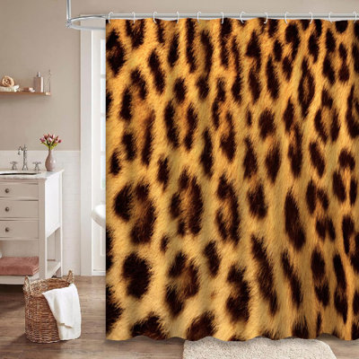 Tiger Cheetah Leopard Fur Abstract Shower Curtain with 12 Hooks