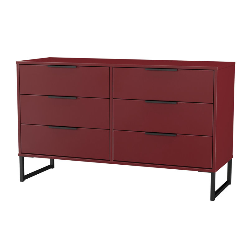 Bisceglia 115cm W 6 - Drawer Chest of Drawers, Red