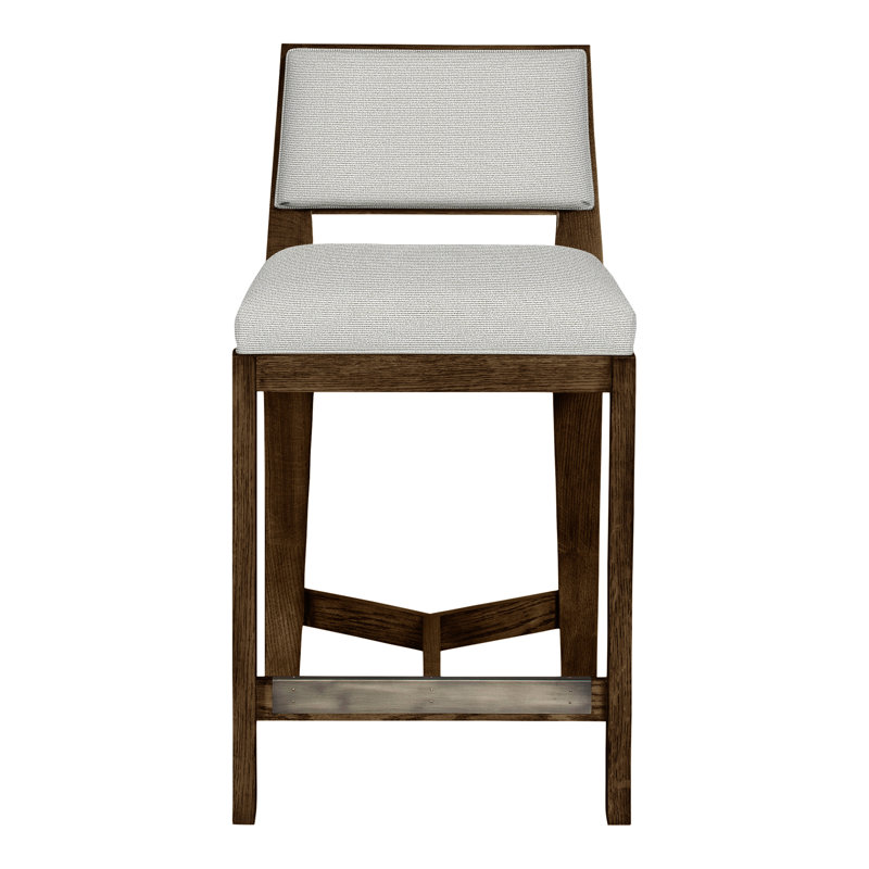 Scoville By Thom Filicia Upholstered Counter Stool with Solid Wood Frame, La Havane, Callaloo coton