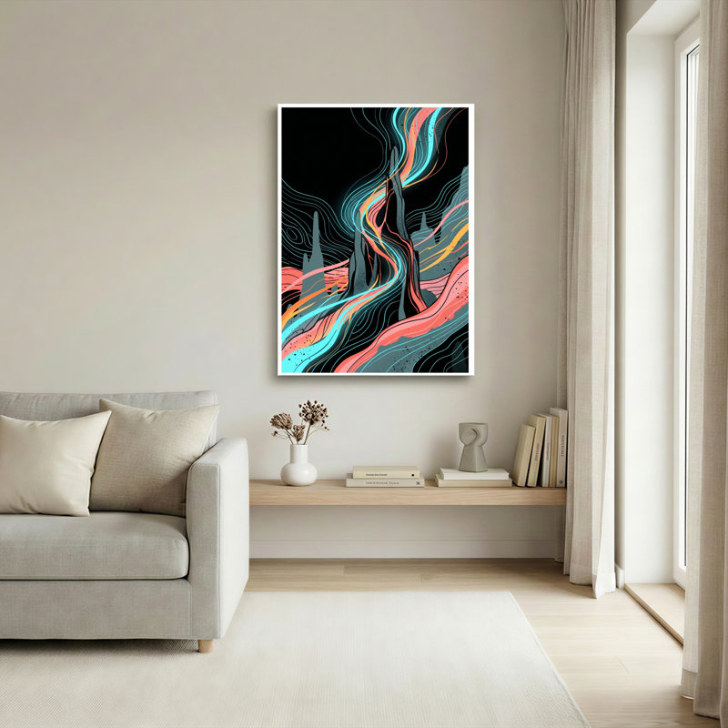 Ensemble de 1 tableau abstrait sur toile « Vagues », 30"H x 20"W, Wrapped Canvas