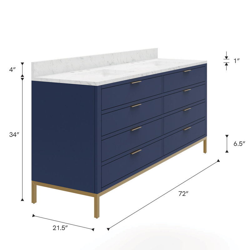 60'' W Double Vanity, 72", Monarch Blue