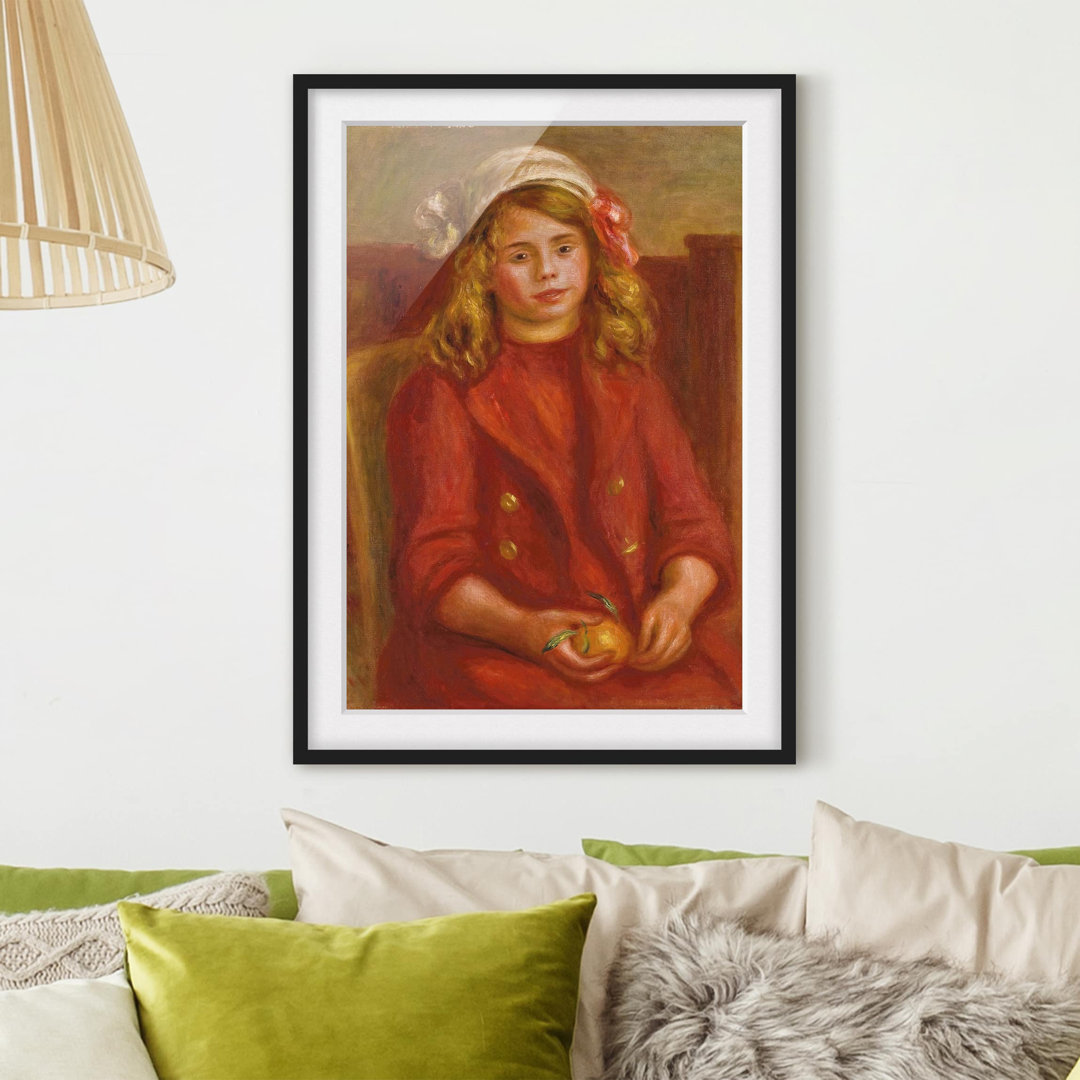 Gerahmtes Poster Young Girl with Orange von Pierre-Auguste Renoir