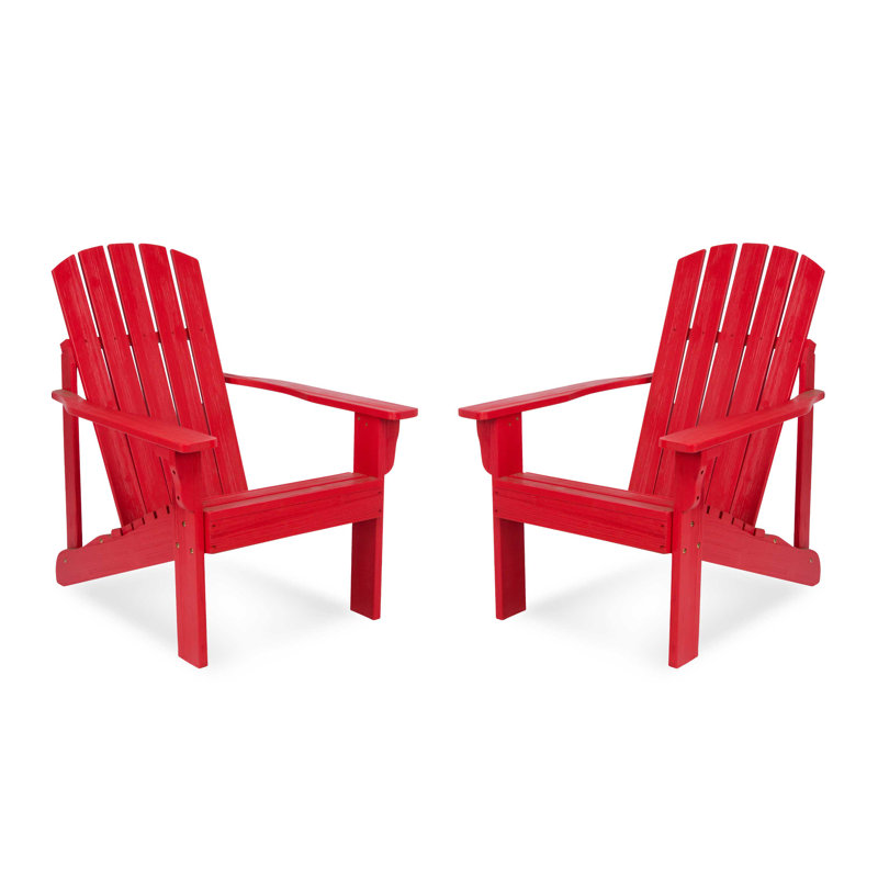 Bauhaus Solid Wood Adirondack Chair (Set Of 2), Red