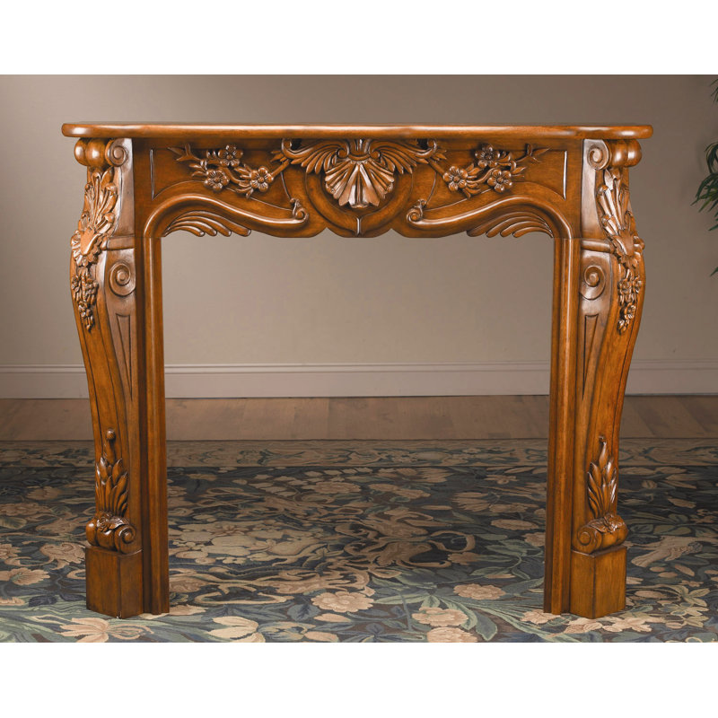 AA Importing Fireplace Surround with Carved Design in Light Cherry ...
