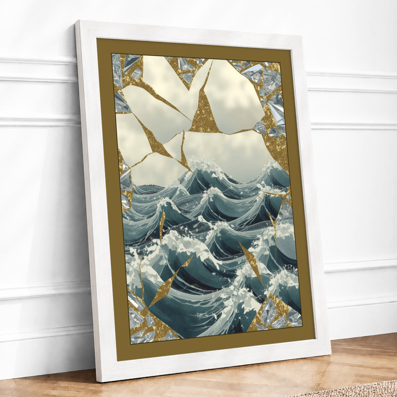 Ship On Turbulent Seas Coastal - Print, A3 - 42.0 x 29.7 cm, White
