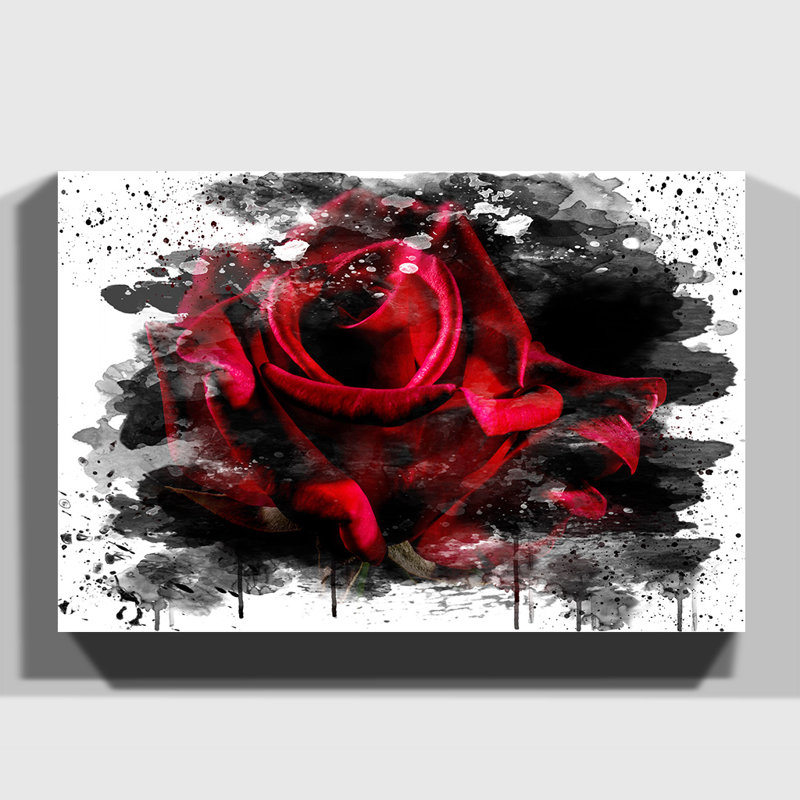 Flower Red Rose - Wall Art, 70cm H x 100cm W, Wrapped Canvas