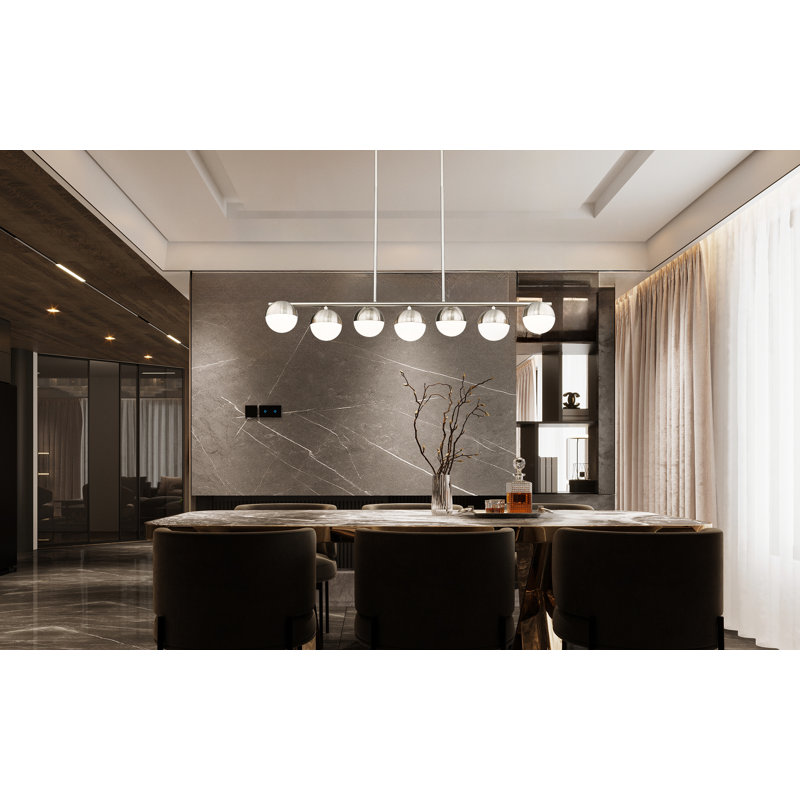 Trombetta 7 Light Linear Chandelier, Brushed Nickel