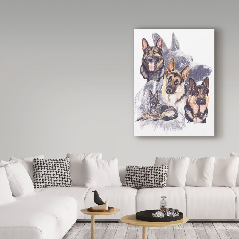 «German Shepard» par Adelphi, affiche vintage sur toile tendue, H 19 po x l 14 po