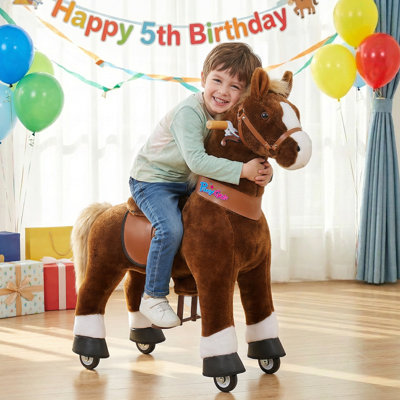 PonyCycle Ride on Horse Toy for Kids in 3 Sizes, Walking Horse Toy, Mechanical Plush Riding Pony with Hand Brake, No Batteries, Ages 3-4 to 7+